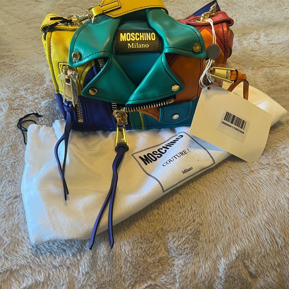Moschino Yellow and Blue Mini Bag with Bold Design